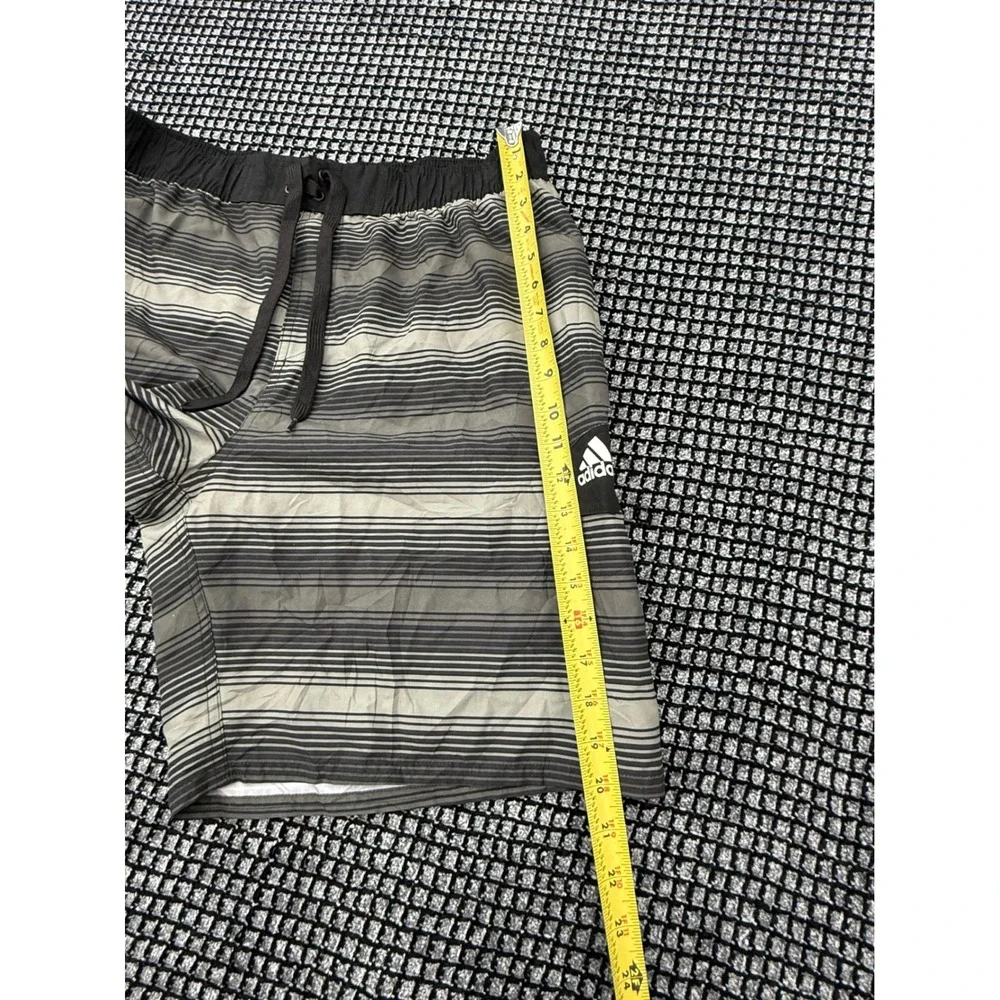 Adidas Board Shorts Mens XL Black Grey Excellent Striped Mesh Lined‎ Swim Trunks